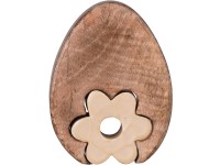 Dekorációs fa, zománc 160x35x230 mm tojás virággal talpon, natúr, sárga